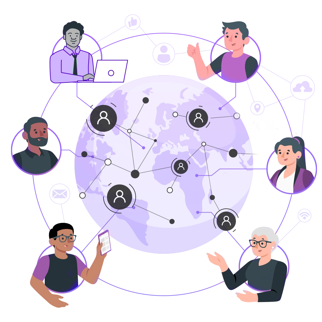 A diverse group of professionals working together around a table, sharing ideas and collaborating on a project.